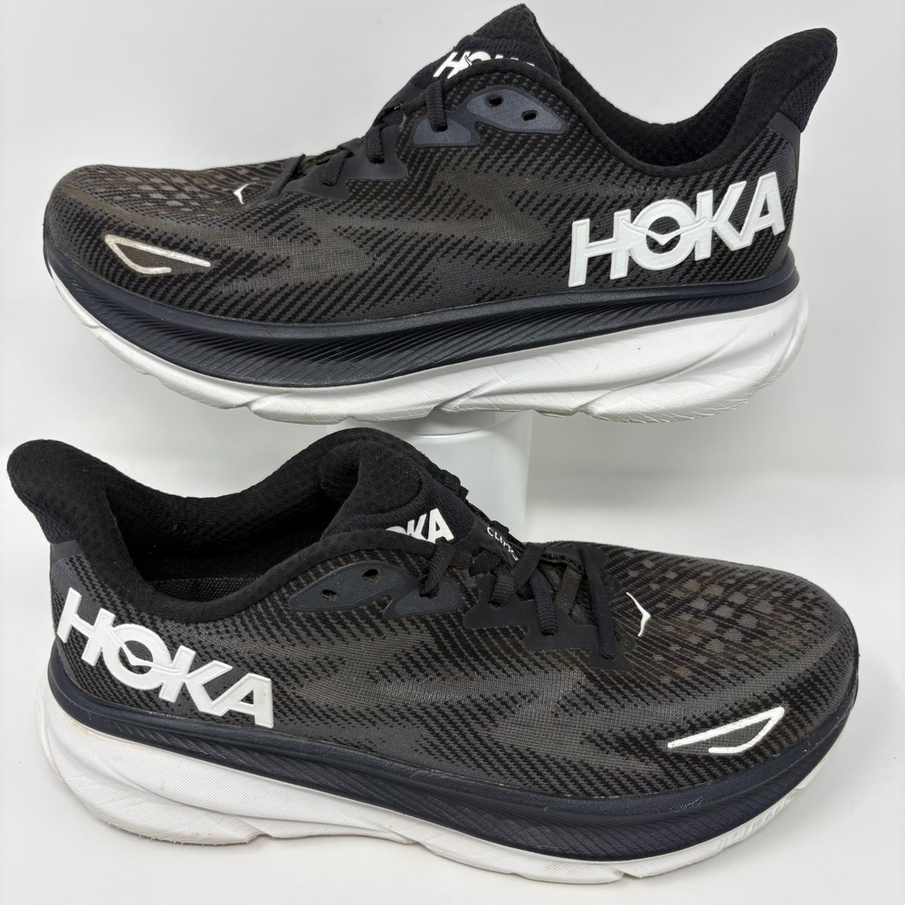 Hoka Clifton 9 Womens Size 10 Black White Athletic Running Shoes (1127896 BWHT) - Picture 2 of 8